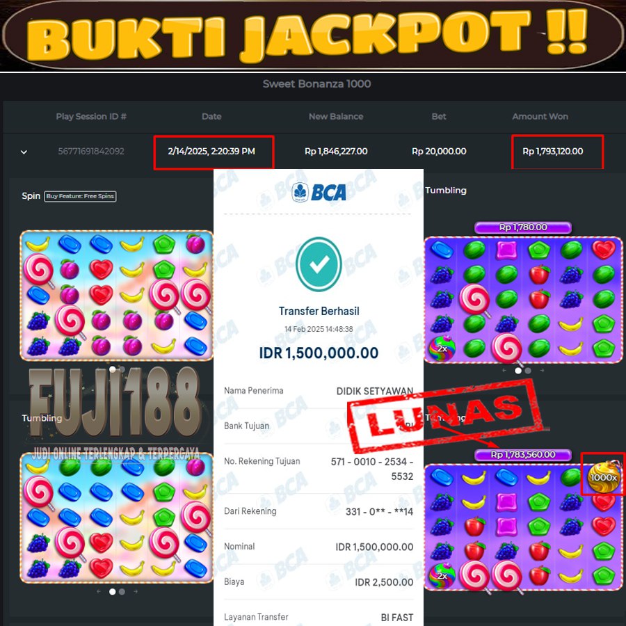 Bukti Kemenangan Sweet Bonanza 1000