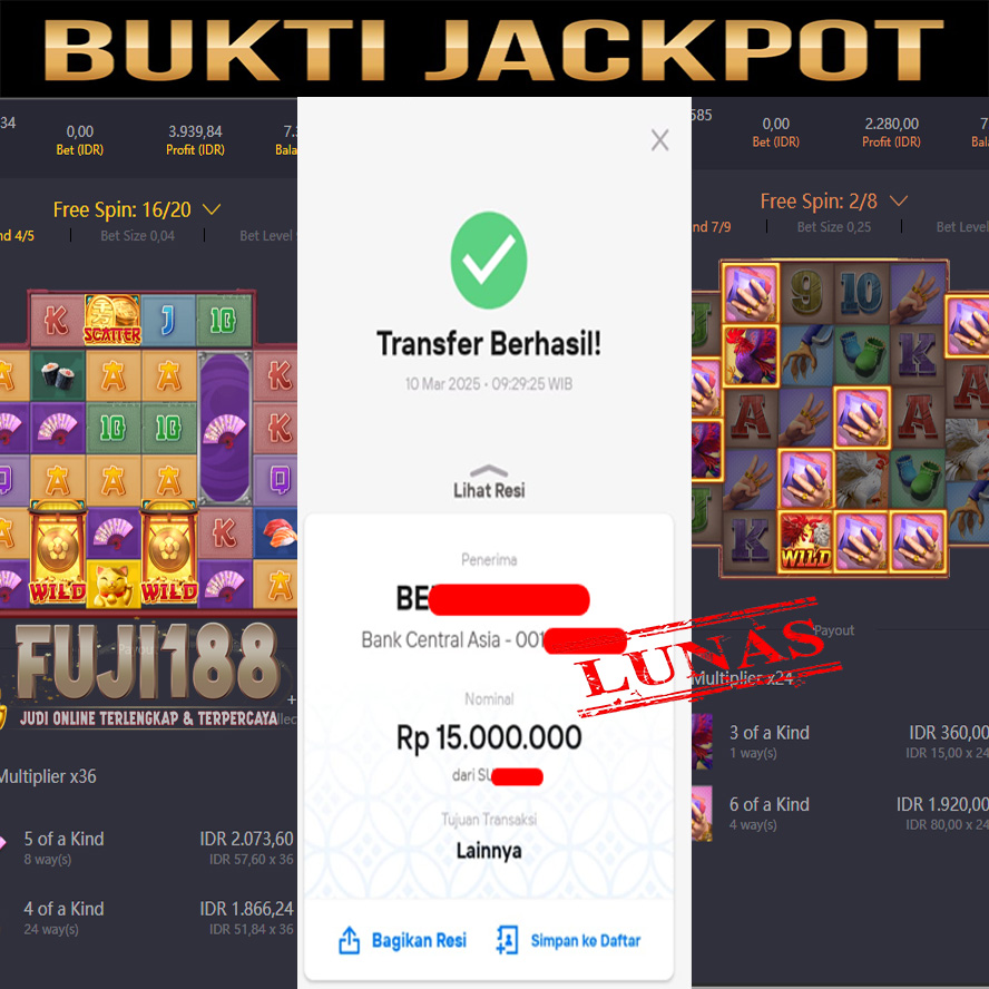 Bukti Kemenangan Lucky neko & Rooster Rumble