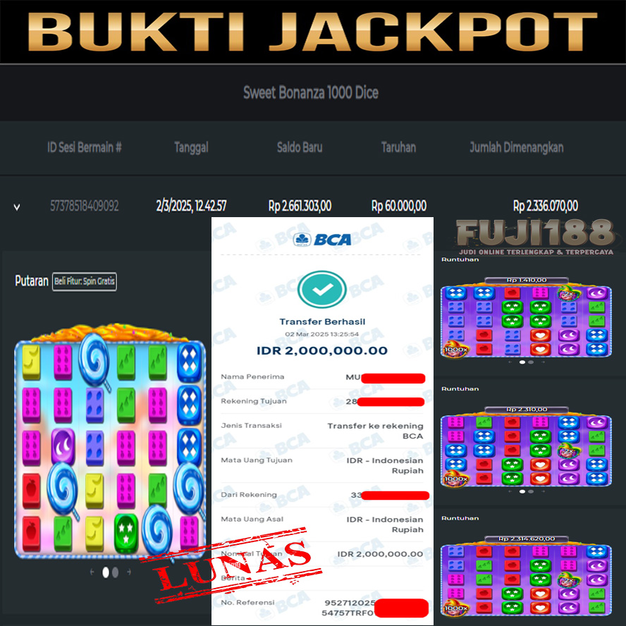 Bukti Kemenangan Sweet Bonanza 1000 Dice