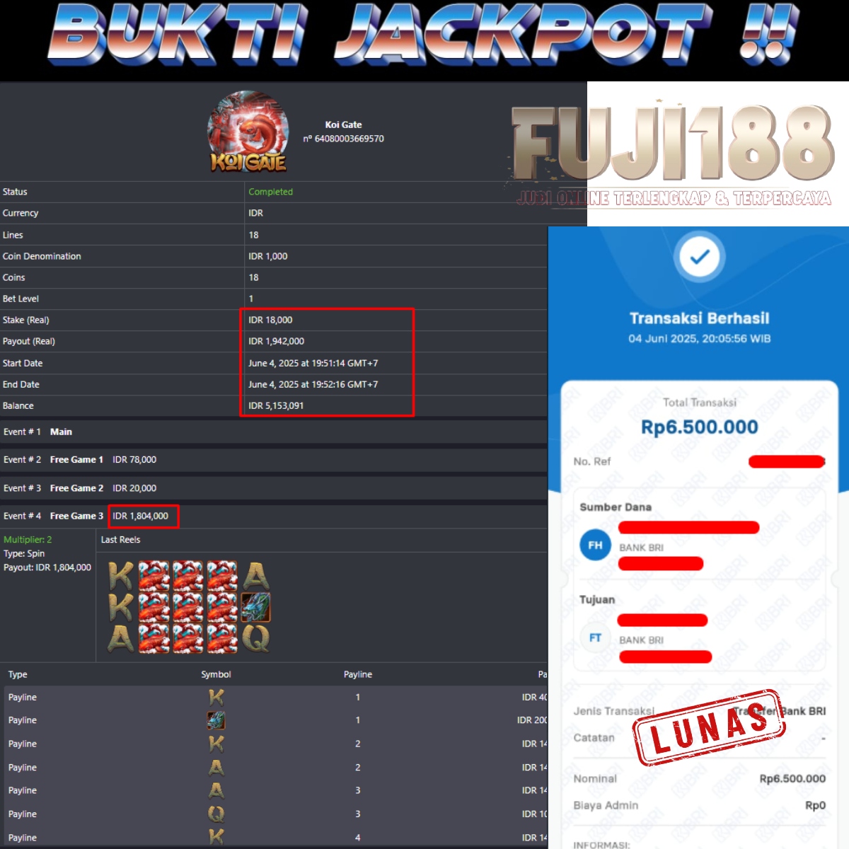 Bukti Kemenangan KOI GATE – HABANERO