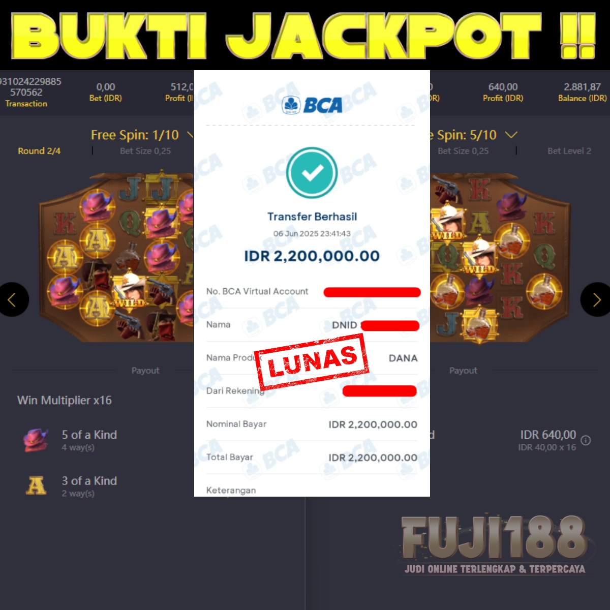 Bukti Kemenangan WILD BOUNTY SHOWDOWN – PG SOFT