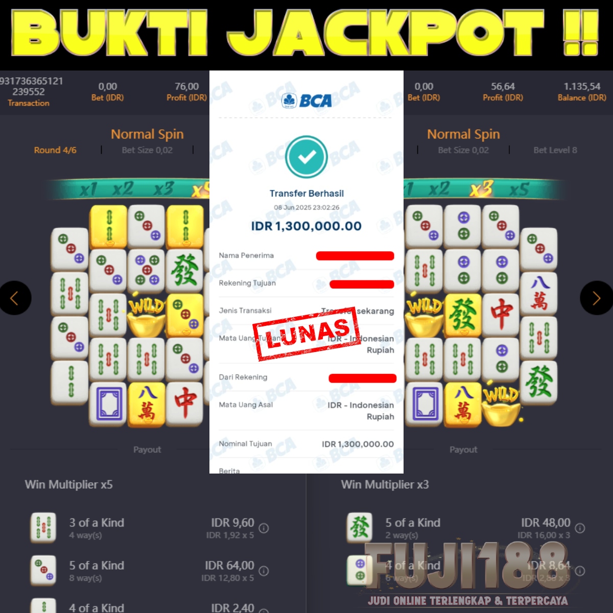 Bukti Kemenangan MAHJONG WAYS 2  – PG SOFT