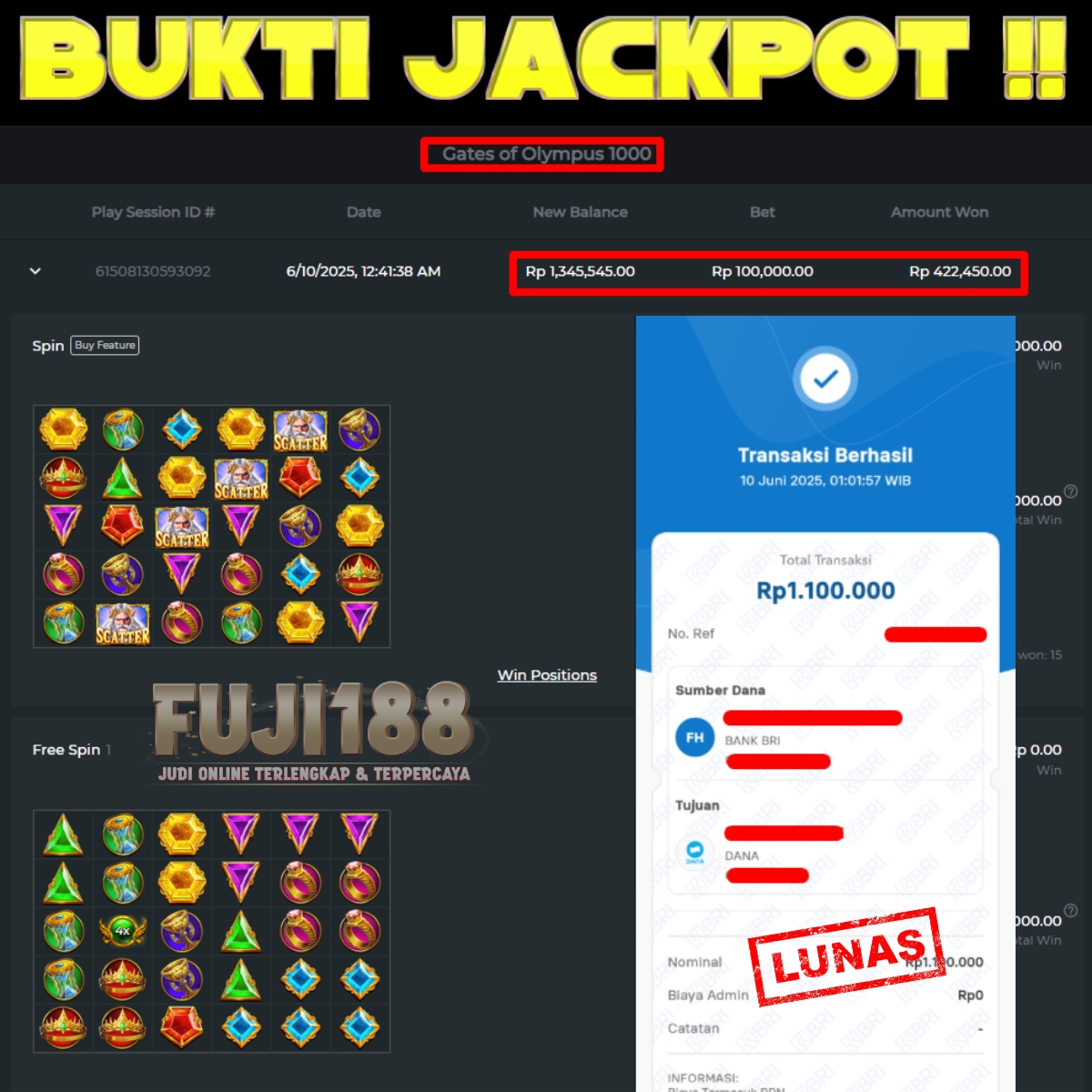 Bukti Kemenangan Gates of Olympus 1000 – PRAGMATIC PLAY