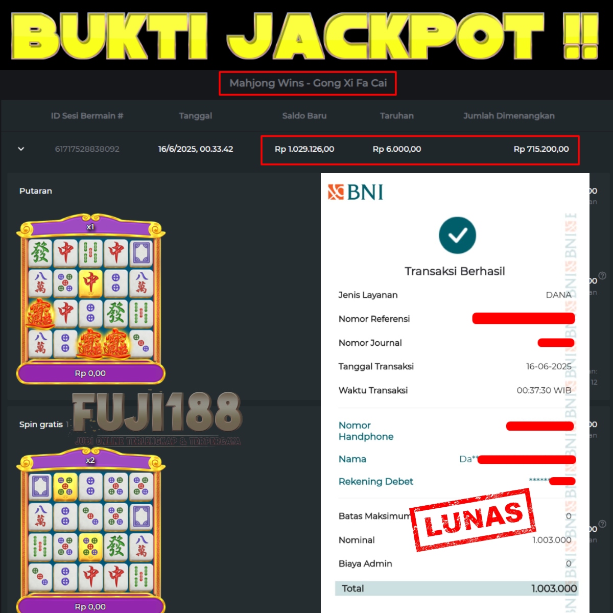 Bukti Kemenangan Mahjong Wins Gong Xi Fa Cai – PRAGMATIC PLAY