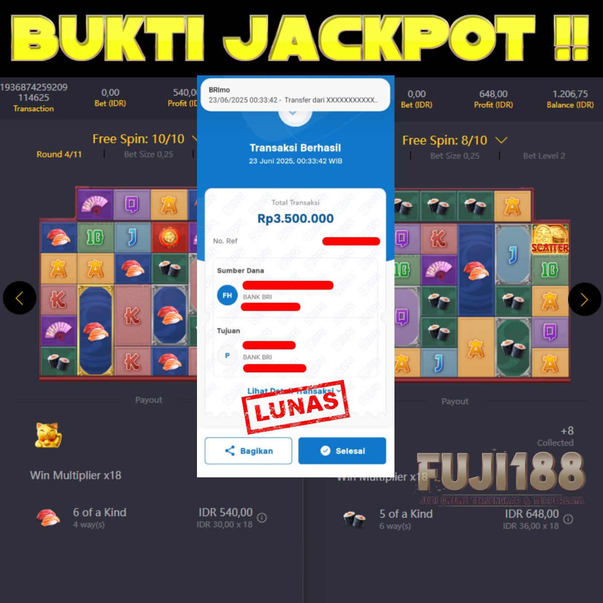 Bukti Kemenangan LUCKY NEKO – PG SOFT