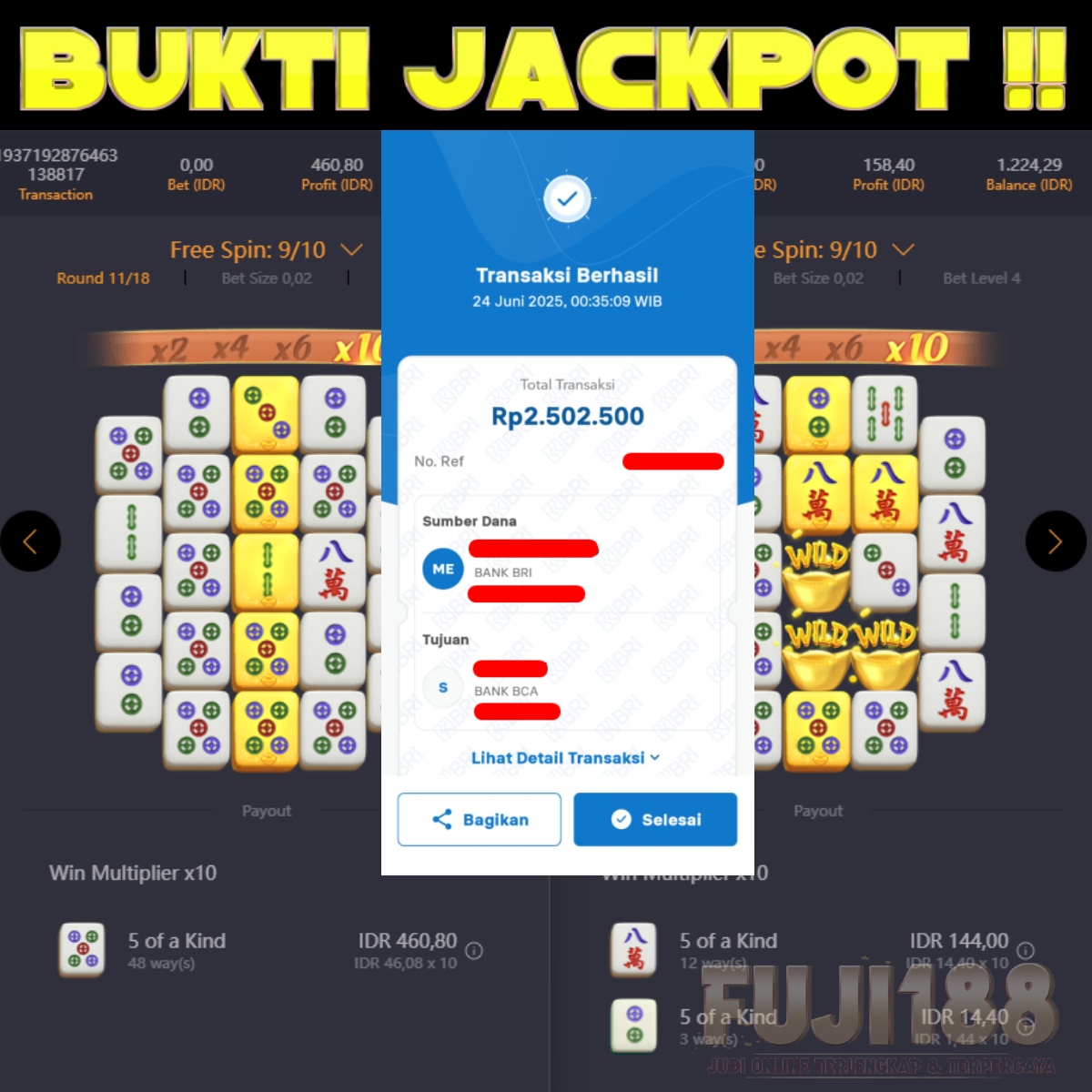 Bukti Kemenangan MAHJONG WAYS 2  – PG SOFT