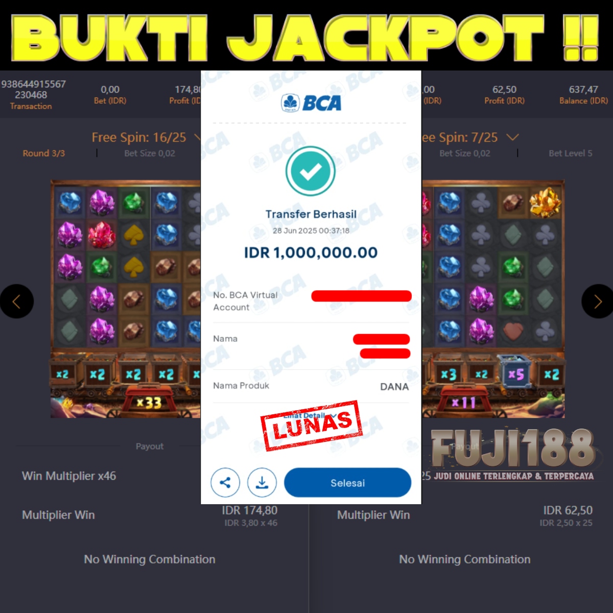 Bukti Kemenangan GEMSSTONE GOLD – PG SOFT