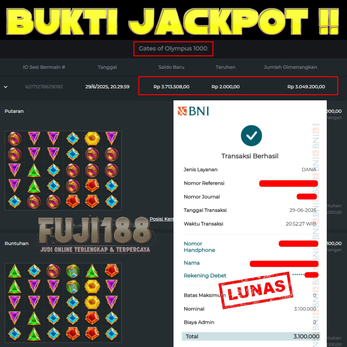 Bukti Kemenangan Gates of Olympus 1000 – PRAGMATIC PLAY