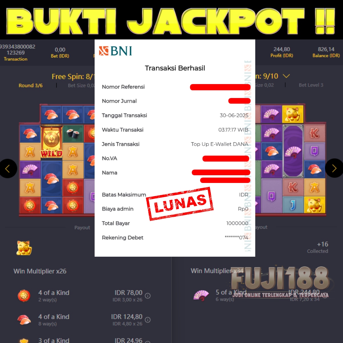 Bukti Kemenangan LUCKY NEKO – PG SOFT