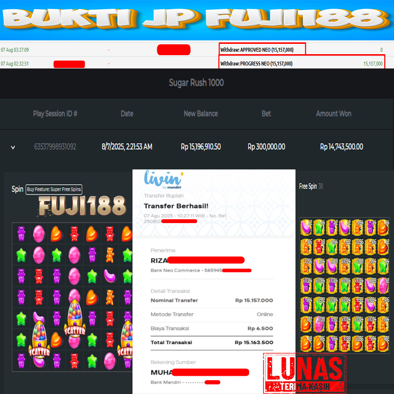Bukti Kemenangan Sugar Rush 1000