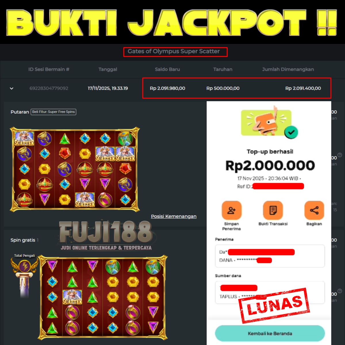 Bukti Kemenangan Gates of Olympus Super Scatter