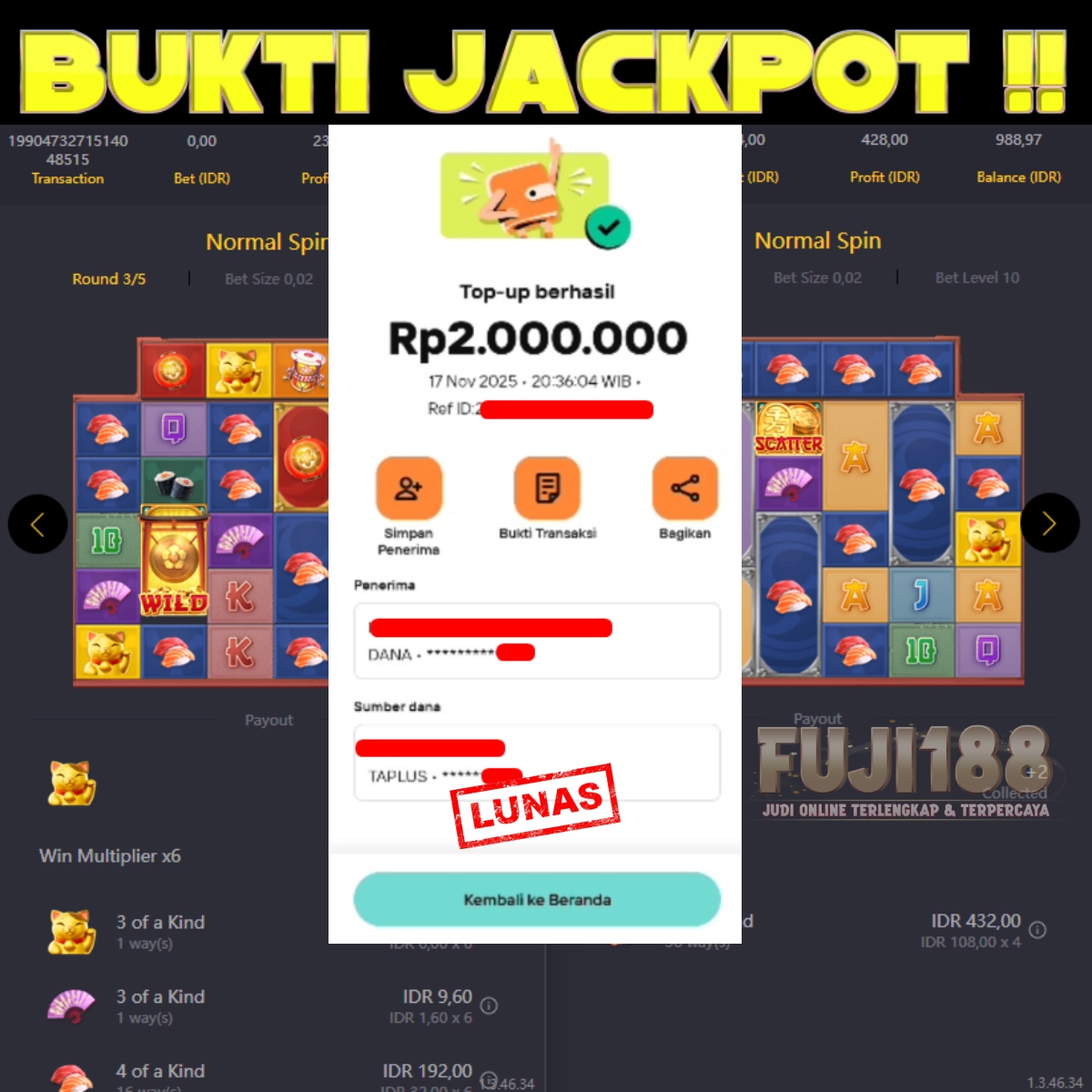 Bukti Kemenangan LUCKY NEKO