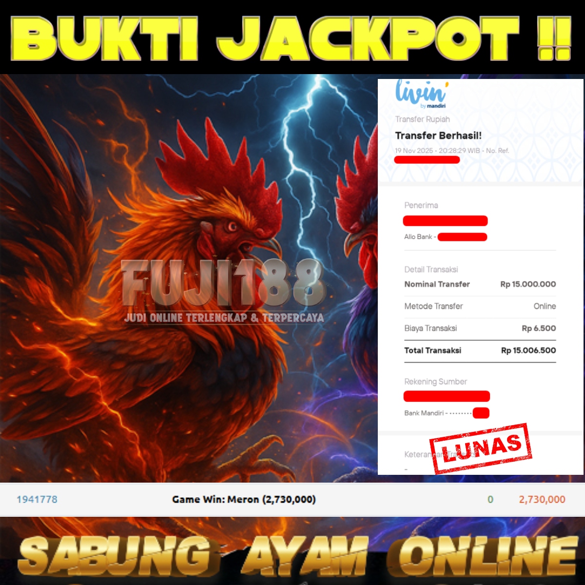 Bukti Kemenangan SABUNG AYAM