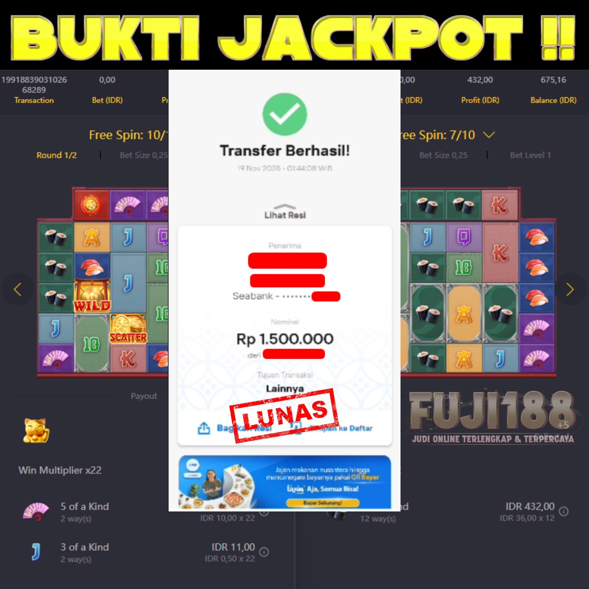 Bukti Kemenangan LUCKY NEKO