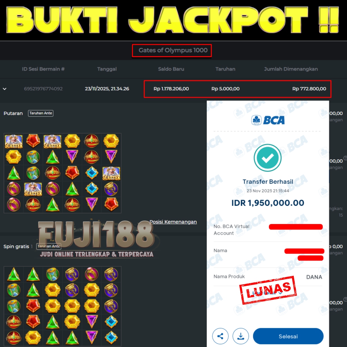 Bukti Kemenangan Gates of Olympus 1000