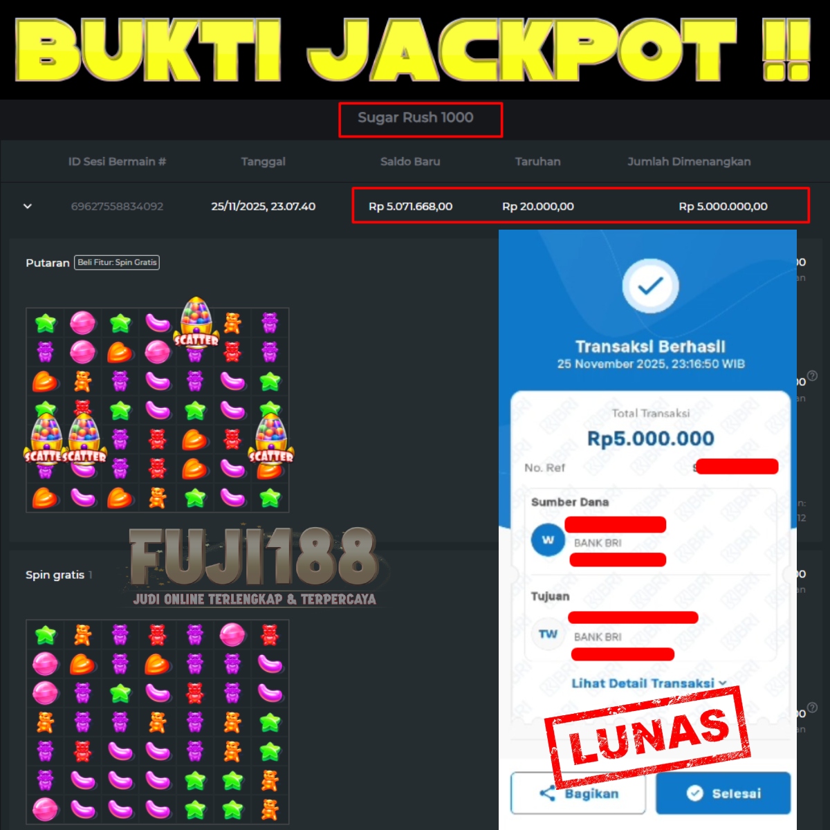 Bukti Kemenangan Sugar Rush 1000