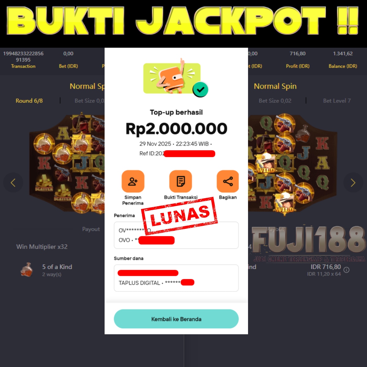 Bukti Kemenangan WILD BOUNTY SHOWDOWN