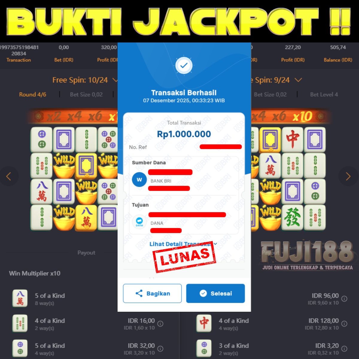 Bukti Kemenangan MAHJONG WAYS  – PG SOFT