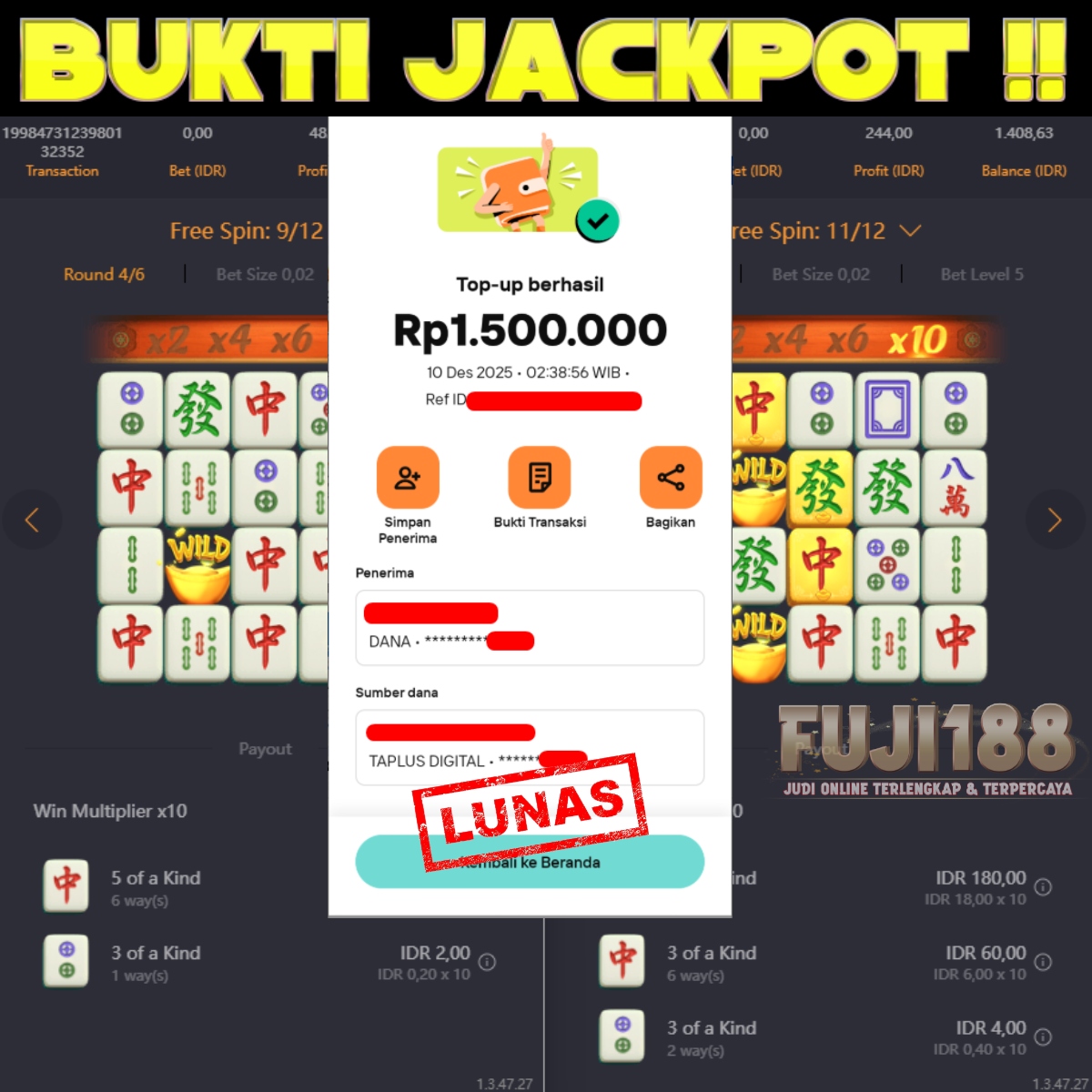 Bukti Kemenangan MAHJONG WAYS  – PG SOFT