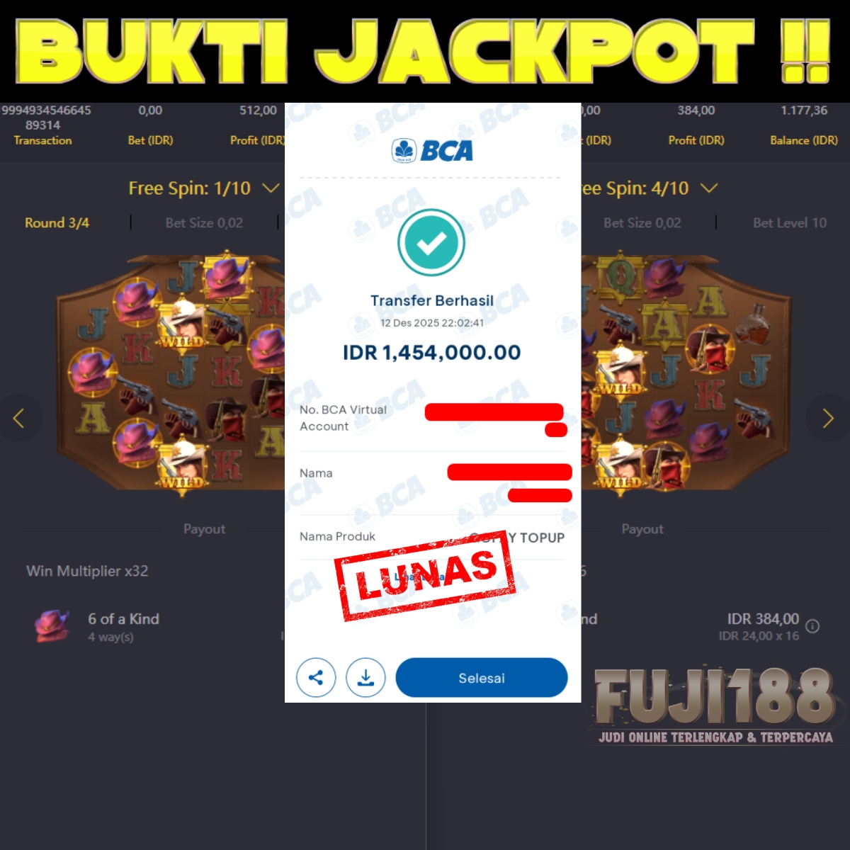 Bukti Kemenangan WILD BOUNTY SHOWDOWN – PG SOFT
