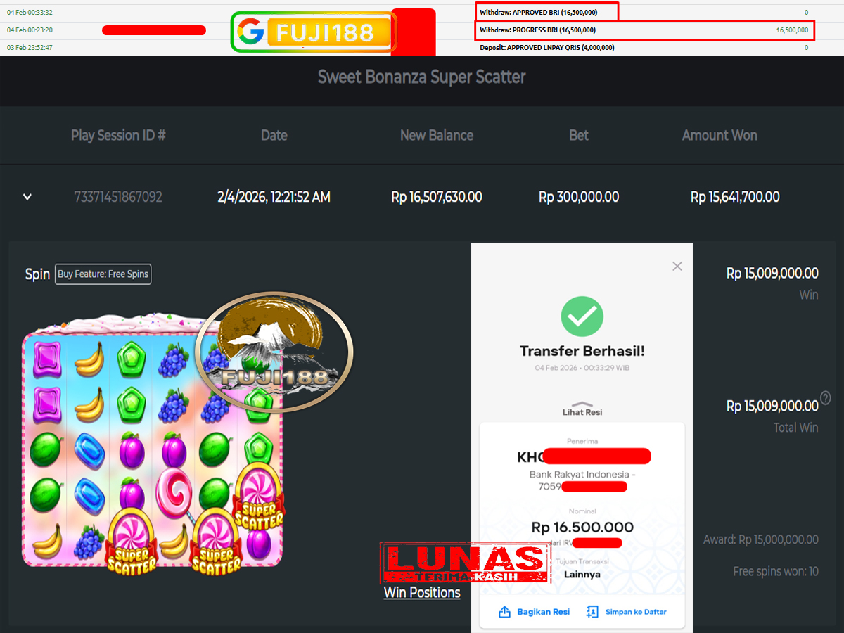 Bukti Kemenangan sweet bonanza super scatter
